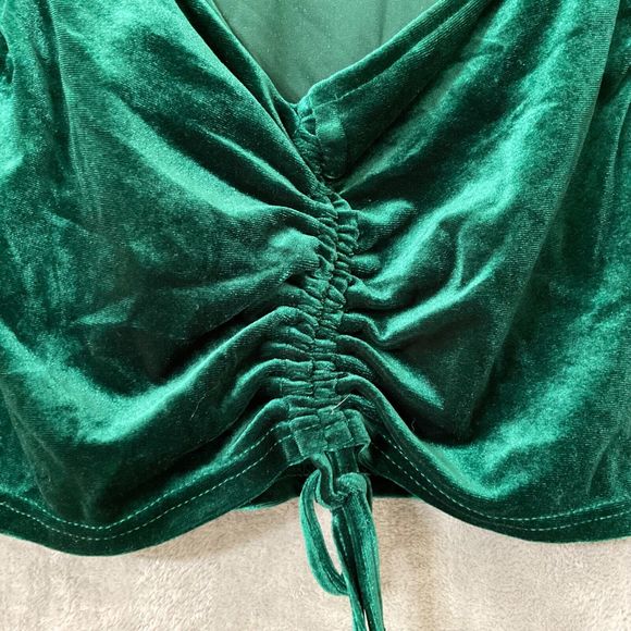 Urban Vine long sleeve velvet crop top rushed women’s S green Boho Fairy Grunge - Picture 2 of 6